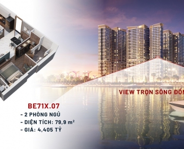 Bán căn hộ vinhomes 2PN  view sông  Đồng Nai  tòa Be7