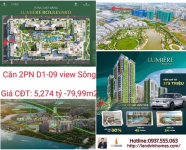 Mua bán căn hộ giá tốt vinhomes grand park 2PN the lumiere boulevard view sông