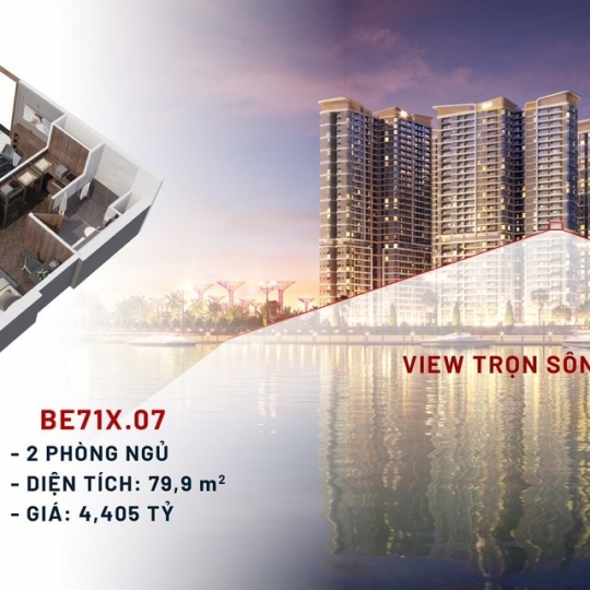 Bán căn hộ vinhomes 2PN  view sông  Đồng Nai  tòa Be7